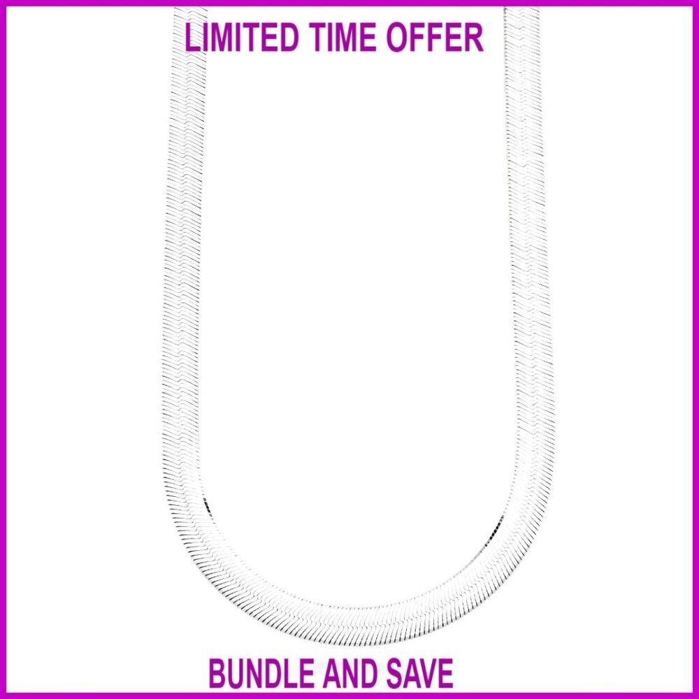 10mm Sterling Silver Herringbone Chain Necklace, 20 Inch, Unisex